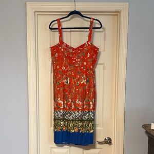 BNWT Tory Burch Orange and Blue Floral Dress. Sz 14